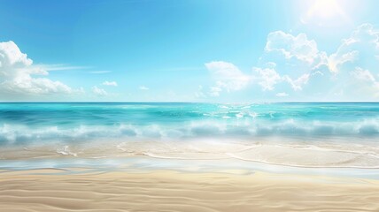 Obraz premium Scenic image of the sea with a clear blue sky, showcasing serene and tranquil beauty. Perfect for themes of nature, relaxation, and coastal landscapes