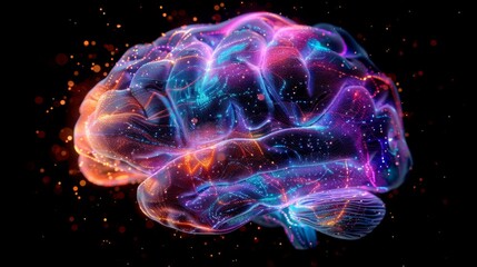 Fototapeta premium Neon Brain Visualization