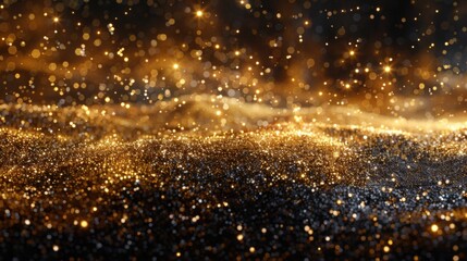 Glittering Golden Particles Background