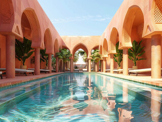 swimming pool in tropical resort