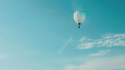 Blue air balloon flying in the clear blue sky. High quality photo