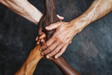 Diverse Hands United in Solidarity and Strength - Concept of Unity and Support