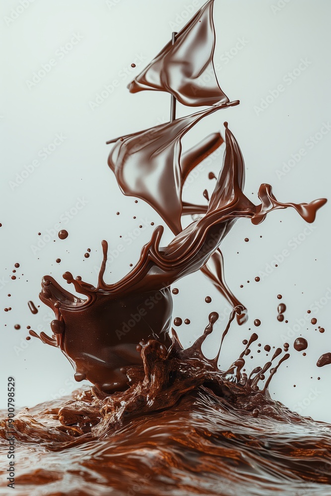 Wall mural Chocolate splash on a white background