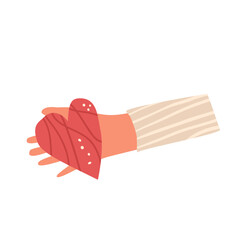 Hands holding heart shape. Palm with charity and kindness symbol. Vector hand drawn flat collection illustration isolated on white background.