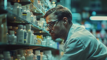 Pharmacist dispensing medication at a pharmacy
