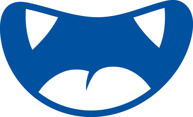 Cartoon monster mouth with two fangs for biting and drinking blood from victim neck. Hand drawn.