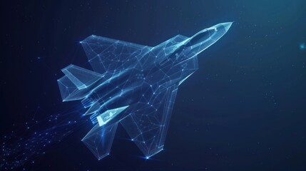 Abstract Digital Representation of a Stealth Fighter Jet in Flight