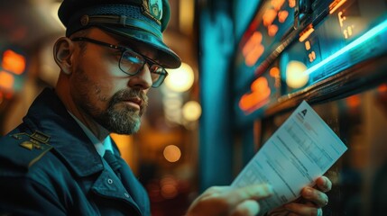 Ticket inspector checking tickets