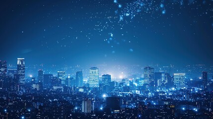 Fototapeta premium Nighttime Skyline of a City With Sparkling Lights