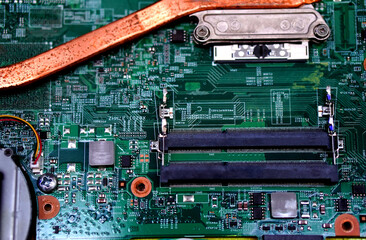 Close up detail of a computer circuit board