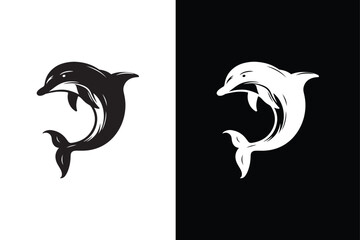 Dolphin character icon vector illustration, dolphin icon vector with glyph style © Suspense