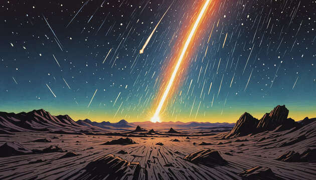 explosion coming from the night sky painting for background