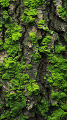 Tree Bark with Moss Growth Wallpaper.
