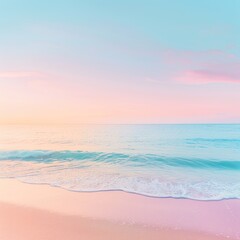 Obraz premium Relaxing Beach Scene with Gentle Waves and Pastel Sky, Lofi Aesthetic Background of Peaceful Coastline Calmness