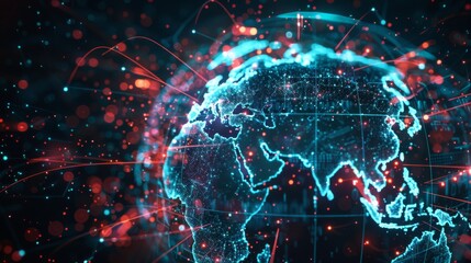 Obraz premium Digital Globe with Technological Connections