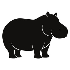 silhouette of a hippo on white 