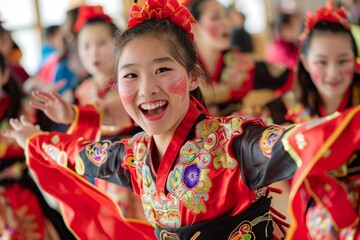 Vibrant Children's Dance Performance in Traditional Costumes at a Cultural Festival Event