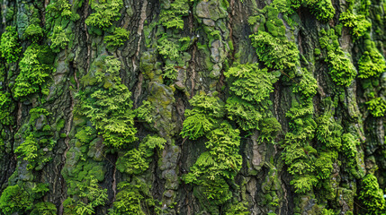 Tree Bark with Moss Growth Wallpaper.