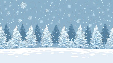 Tranquil Winter Wonderland Snow Covered Pines and Serene Sky