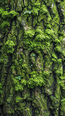 Tree Bark with Moss Growth Wallpaper.