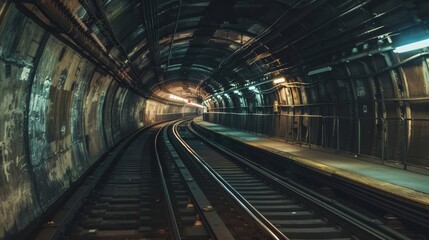 Historic Subway Tunnel Underground View Showcasing Engineering Marvels
