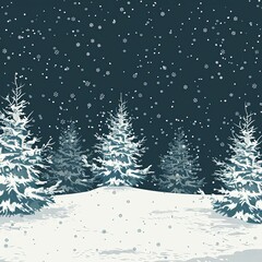 Obraz premium Tranquil Winter Wonderland Snow Covered Pines and Serene Sky