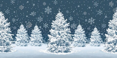 Fototapeta premium Tranquil Winter Wonderland Snow Covered Pines and Serene Sky