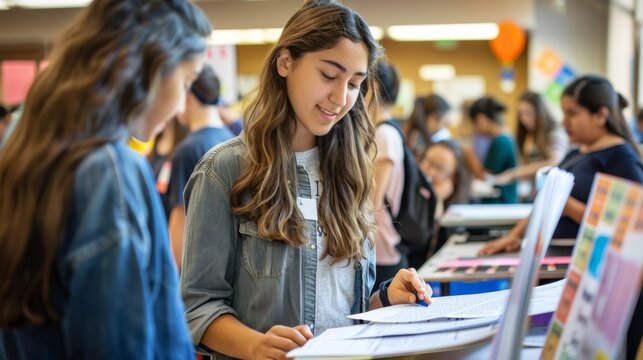 Students Organizing Community Health Fair with Informational Booths and Assistance