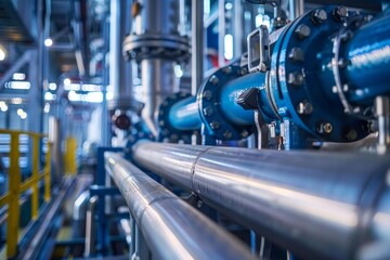 Fototapeta premium Highresolution image showcasing intricate piping and valves in an industrial environment