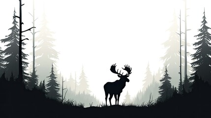 Naklejka premium Silhouette of a moose 