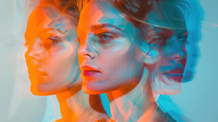 Artistic Triple Exposure Portrait of a Woman.