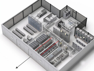a schematic layout of a data center floor plan