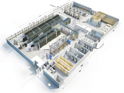 a schematic layout of a data center floor plan