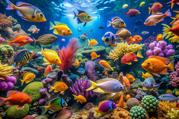 Colorful and vibrant aquarium fish life design