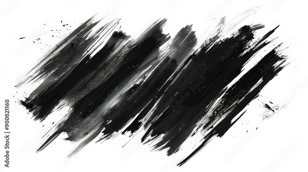 Poster This image showcases dynamic and bold black paint strokes on a white background, reflecting intense artistic expression and raw emotion in abstract art.