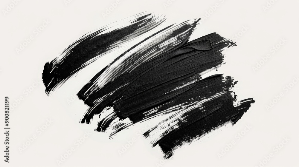 Fototapete This image features textured black brushstrokes creating various patterns on a smooth white surface, exemplifying artistic movement and the vigorous strokes of abstract art.