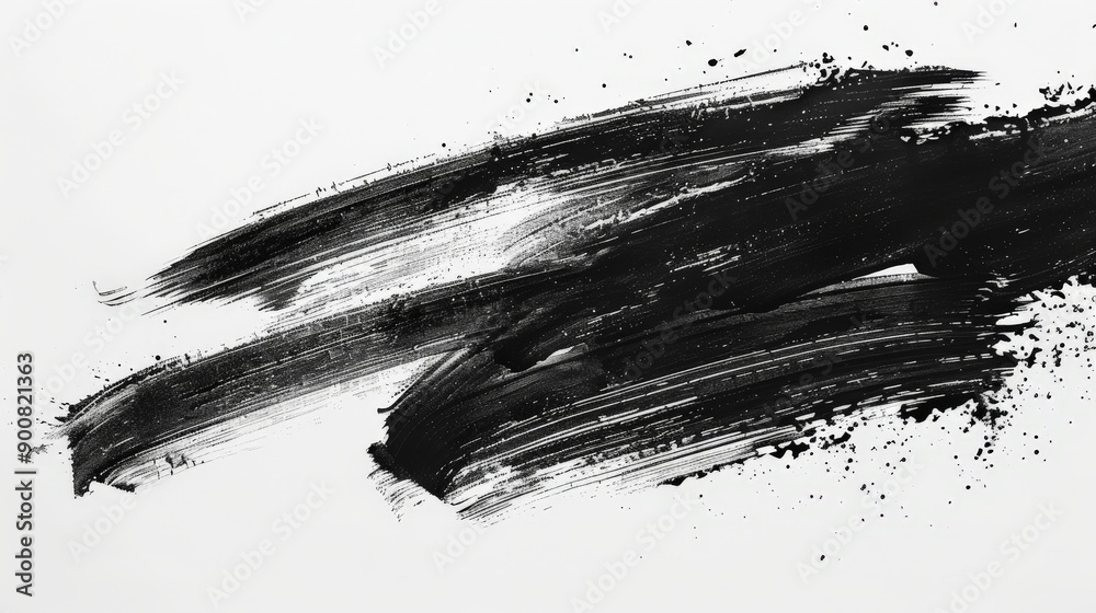 Aufkleber This abstract image features bold and dynamic black brushstrokes on a clean white background, showcasing artistic expression and movement in its design.