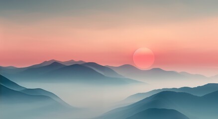 Fototapeta premium Sunrise Over Misty Mountains
