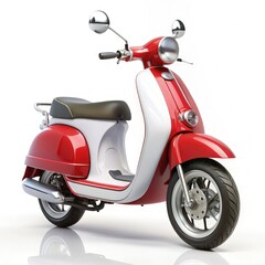 Bright Red Scooter On White Background Showcasing Classic Design And Style For Urban Commutes. Generative AI