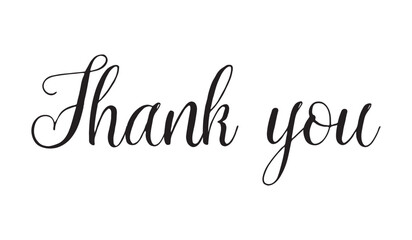 Thank You handwritten inscription. Hand drawn lettering. Thank You calligraphy. Thank you card. Vector illustration. Use on cards, banner, poster, sticker, packaging and other suitable place.