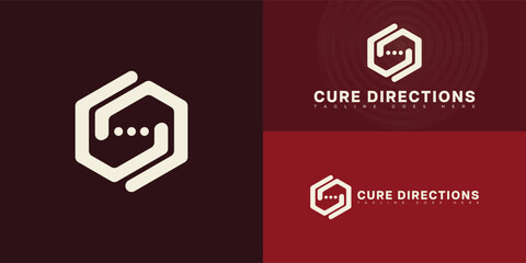 Abstract hexagon initial letter CD or DC in white color isolated on multiple background colors. The logo is suitable for online psychologist services logo design inspiration templates.