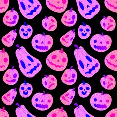 Halloween pumpkins seamless monsters pattern for wrapping paper and fabric