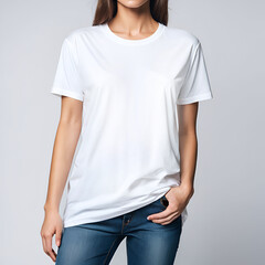 Obraz premium a female model in a white T-shirt