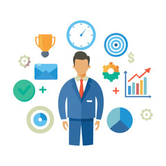 Business Professional with Success Icons