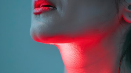 Obraz premium Chin pain with red highlight on the pain area