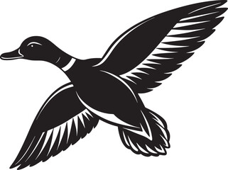 mallard common bird silhouette vector art illustration with white background