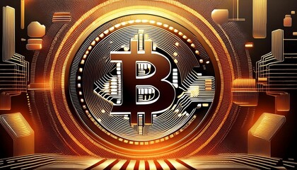Fototapeta premium shining Bitcoin in spectacular atmosphere 