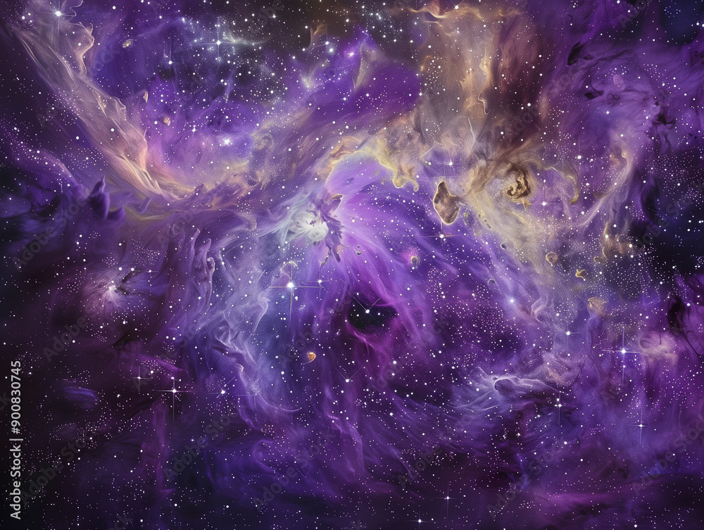 Canvas Prints tarantula nebula centered on purple background: star creation in vivid detail