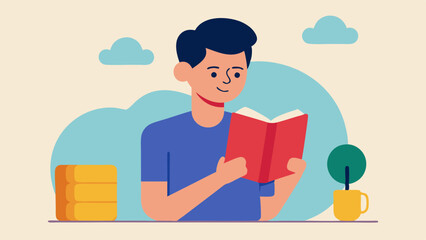  Book reading hobby of a man vector illustration 