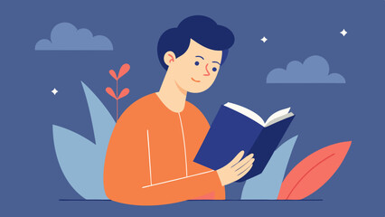  Book reading hobby of a man vector illustration 